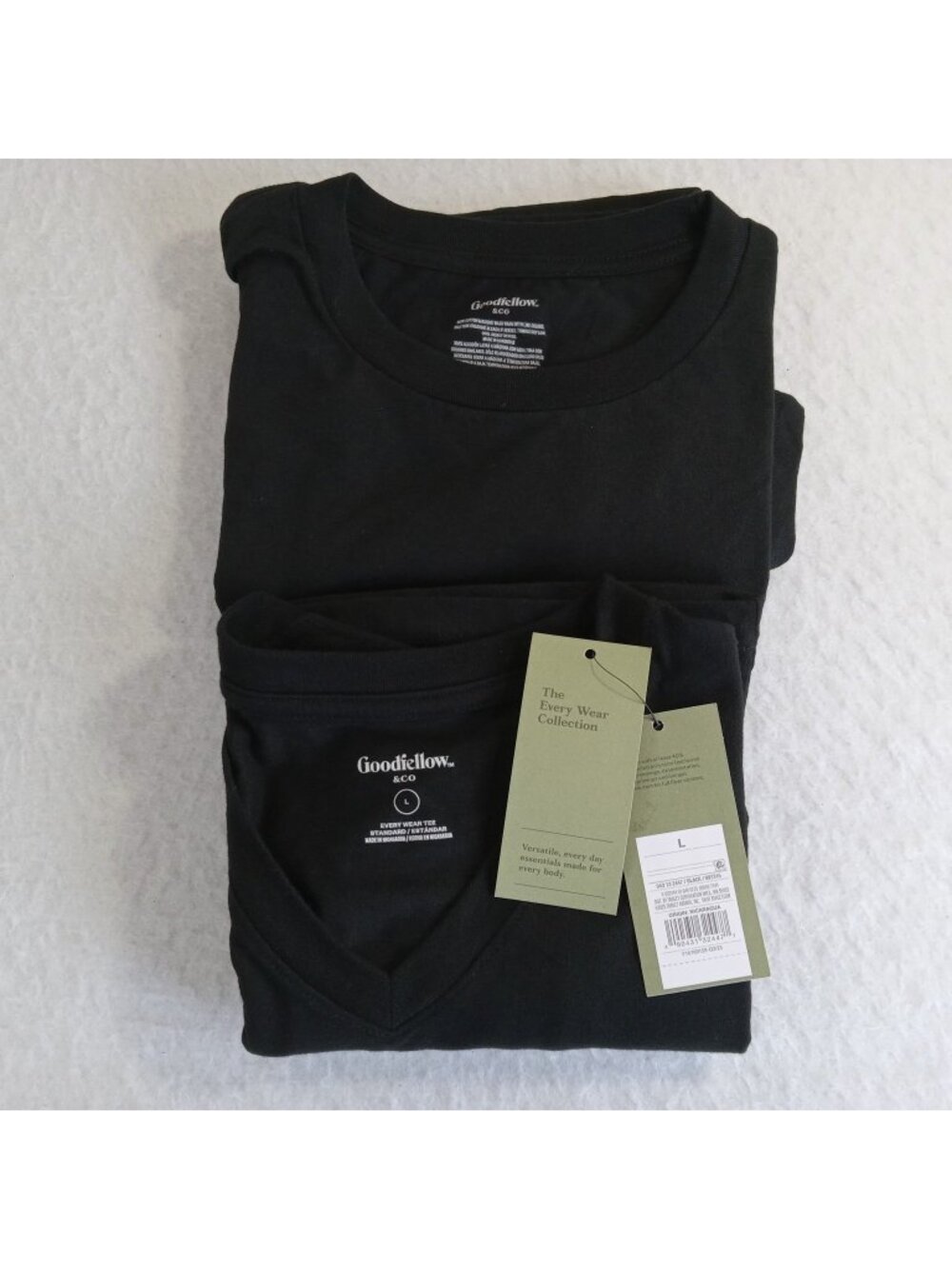 2 Goodfellow & Co Men's T-Shirts Black Crew Neck & V-Neck Size Large L